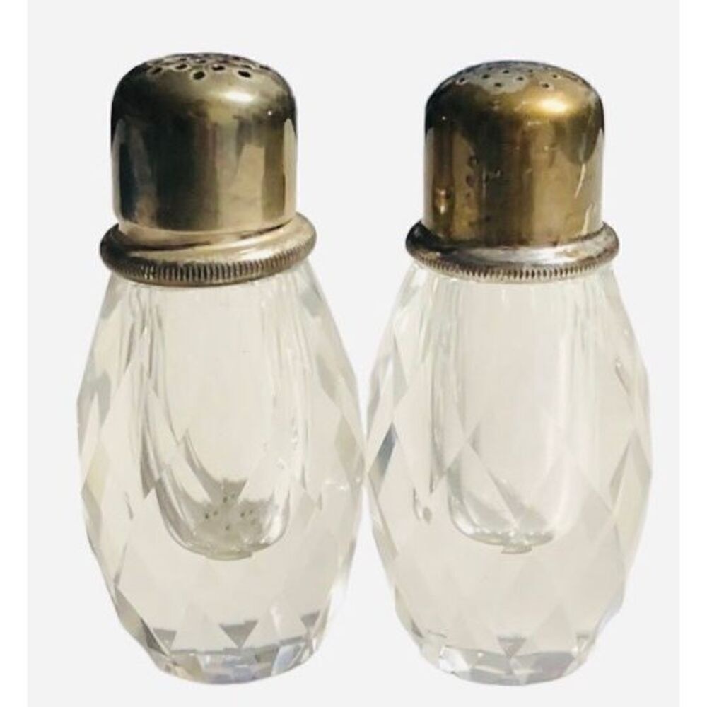 Vintage Post House Hand-Cut Lead Crystal Pepper Mill & Salt Shaker Set Japan 6‎